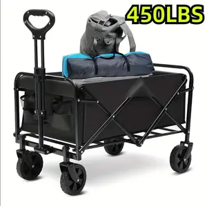Heavy Duty Collapsible Foldable Wagon Cart - All-Terrain Utility Garden Cart For Beach, Lawn, Sports, Camping Outdoor