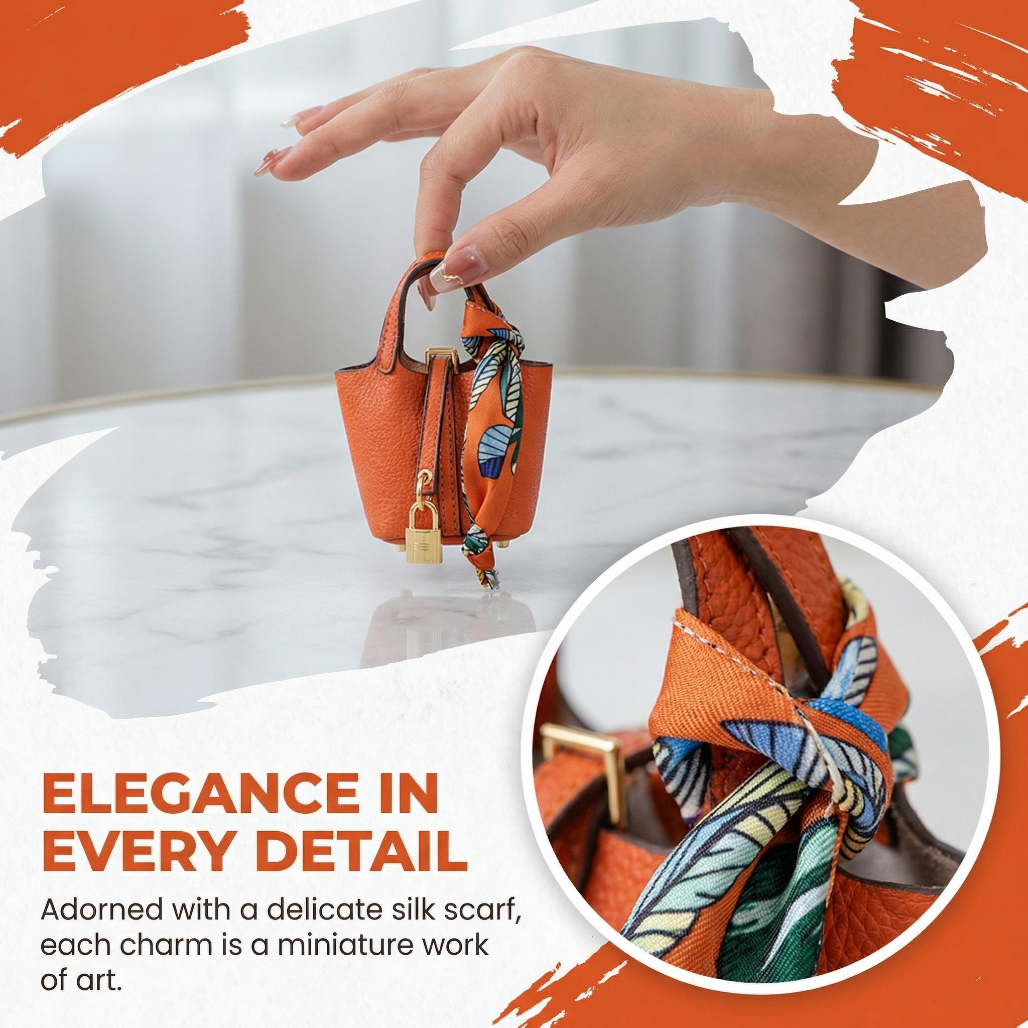 Mini Vegetable Basket Bag Pendant Keychain - High Quality Leather with Colorful Strap, Cute Car Keychain & Bag Charm Accessory