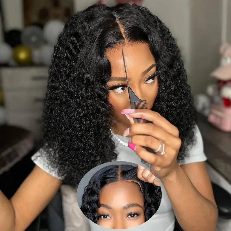 Bling Hair 6x4 5x5 Glueless Wigs Deep Wave Human Hair Wig Pre-Cut Curly Wig 180% Density Ready Go 13x4 13x6 Drawstring Glueless Wigs For Women