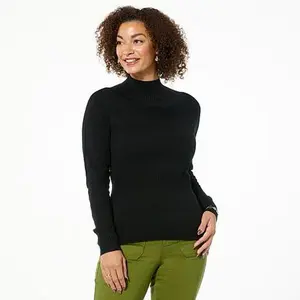 DG2 by Diane Gilman 3D Tech Knit Mock-Neck Sweater