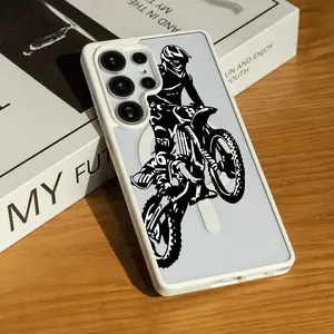 Motocross Rider Phone Case for SAMSUNG S22/S23/S24/S25/ULTRA/PLUS/FE/Edge  Matte Magnetic Phone Case Wear-resistant and anti-scratch Instant fitRO3X0913025 Acrylic Wireless Fingerprint Cellphone