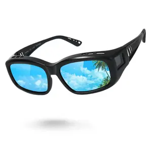 Fashion Polarized Fit Over Sunglasses for Men, UV400 Protection, Rectangle Lightweight Wrap Around Shades For Men ST0070