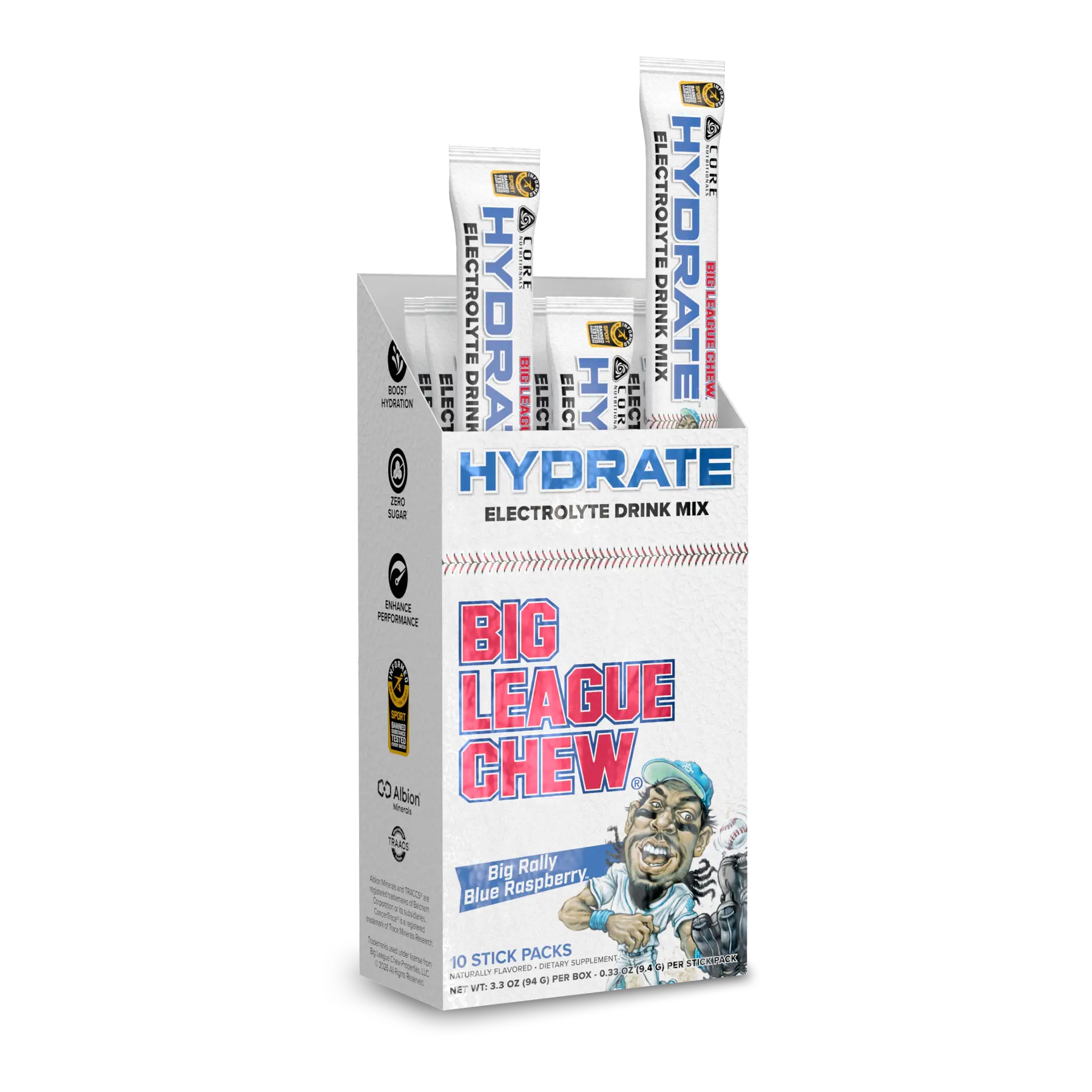 Electrolyte Powder Drink Mix – CORE Nutritionals HYDRATE x Big League Chew, 1,000mg Electrolytes, Zero Sugar Hydration Stick Packs