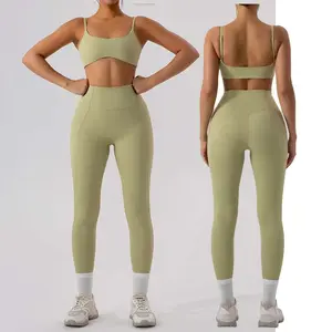 Running Training Set Adjustable Shoulder Straps Fitness Yoga Bra & High Waist Legging/Shorts 2 Pcs Sports Set