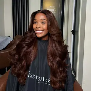 KEPHARE Glueless Wig Human Hair 13x6 HD Lace Front Wig Wear and Go Glueless Chocolate Brown Body Wave 200 Density Lace Front Wigs Human Hair Pre Cut Pre Plucked Ready to Wear Chestnut Brown Wig For Women