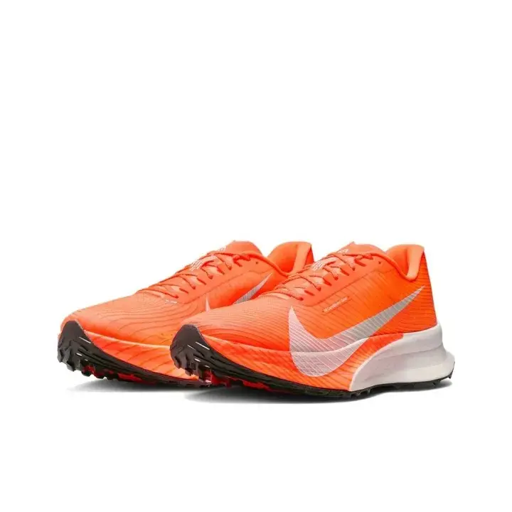 Retro Bright-Orange Textured Unisex Road-Racing Sneakers, Breathable Ripple Fabric Upper, Soft Thick White Cushioned Midsole, Spike-Type Anti-Slip Outsole, Brand-New with Original Shoe Box (Sports Collectibles Accessory)