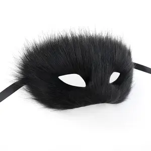 Plush Fox Half Face Mask – Cute Masquerade Costume for Girls, Cosplay, Halloween & Holiday Events Light Comfortable Eye