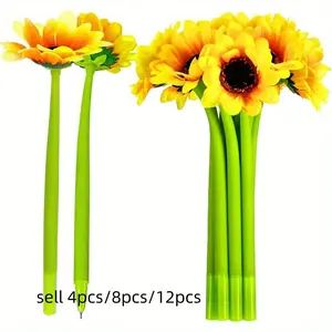 Sunflower Energy Neutral Pens (0.5mm Medium Tip, Ergonomic Grip) Set of 4/8/12, Notebook Office Stationery Gift Box