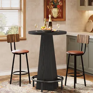 Tribesigns Bar Table, 37.4" High Round Pub Table for Small Bars, Dining Room, Kitchen, Black (Only Table)