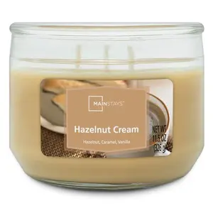 Mainstays Hazelnut Cream Scented 3-Wick Glass Jar Candle, 11.5 oz