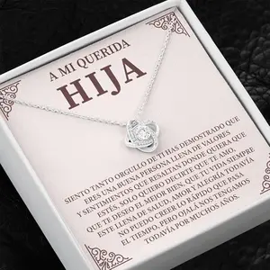 A Mi Querida Hija Collar De Amor Eterno Para Mi Hija Con Un Mensaje En Español Regalos De Amor Para Mi Hija Collar Con Una Tarjeta De Mensaje Y Caja Para Hija Collar De Mamá Y Papá En Su Cumpleaños O Navida