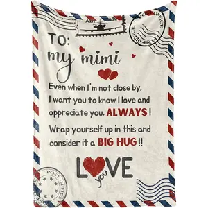 Mimi Gifts from Grandkids, Grandma Gifts for Mimi Flannel Throw Blankets on Christmas, Birthday, Letter to My Mimi