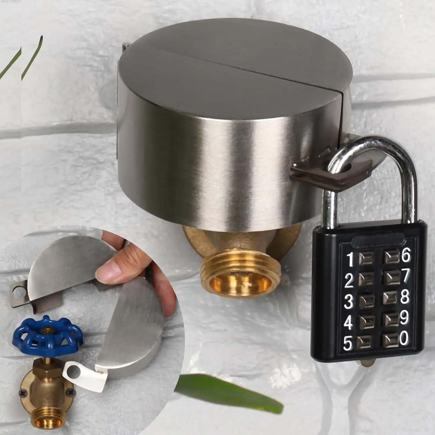Stainless Steel Metal Hose Padlock - Combination Lock for Outdoor Garden Water Spigot Faucet, Covers Entire Faucet, Prevents Water Theft for Unattended Private & Rental Properties, Yes
