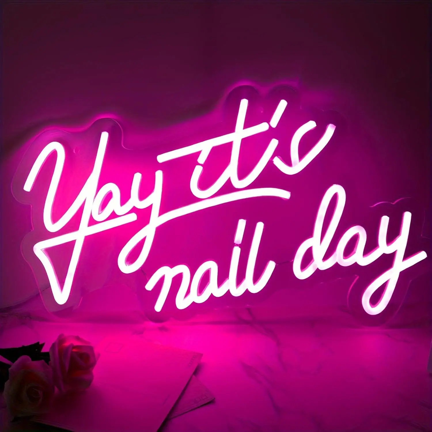 USB Powered LED Neon Sign, Illuminated Sign Light, Led Neon Lights, Cool Lights, Yay It's Manicure Day Neon Sign, Wall Mounted Home Lighting Decoration Lamp, Decorative Wall Light, Suitable for Nail Salons, Dressing Rooms