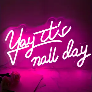 USB Powered LED Neon Sign, Led Neon Lights, Yay It's Manicure Day Neon Sign, Wall Mounted Home Lighting Decoration Lamp, Decorative Wall Light, Suitable for Nail Salons, Dressing Rooms