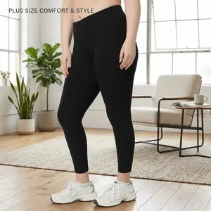 Women's Comfortable Soft Cotton Feel Leggings - Gentle Elastic Waistband Perfect for Layering, Yoga, Workout, Casual Wear, Stretchy Breathable Pants for Everyday Use and Fitness Activities