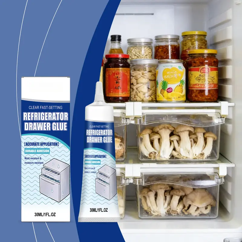 Food Safe Fridge Adhesive Gel for Drawer & Shelf, Non-Toxic Odorless Strong Bond, Cold-Resistant Waterproof Clear, Nail-Free Easy Apply, Summer Fridge Fix 2026, Quick Repair for Refrigerator Interior Parts, Multi-Purpose