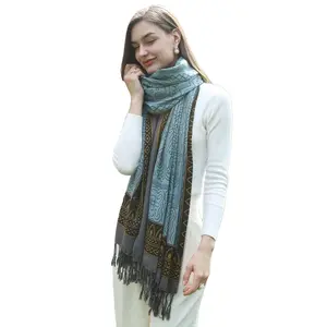 DANA XU 100% Merino Wool oversized Pashmina Blanket Travel Scarf Cashmere Shawl Wrap Women's Fall Winter Oversize Shawl Floral