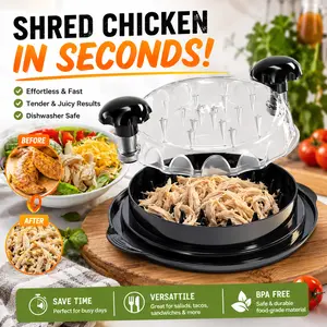 Premium 2026 Upgraded Meat Shredder Twist Tool with Clear Viewing Lid, Ergonomic Non-Slip Grip, Dishwasher Safe Chicken Shredder for Fast Pulled Pork, Beef & Veggie Prep – Must-Have Kitchen Essential & Holiday Gift