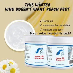 Qiancaotang Horse Oil Cream 2-Pack Jumbo 8.8 oz Jars Non-Greasy Cooling & Hydrating Herbal Formula Body Care Moisture Gentle Soothing Calming Moisturizer