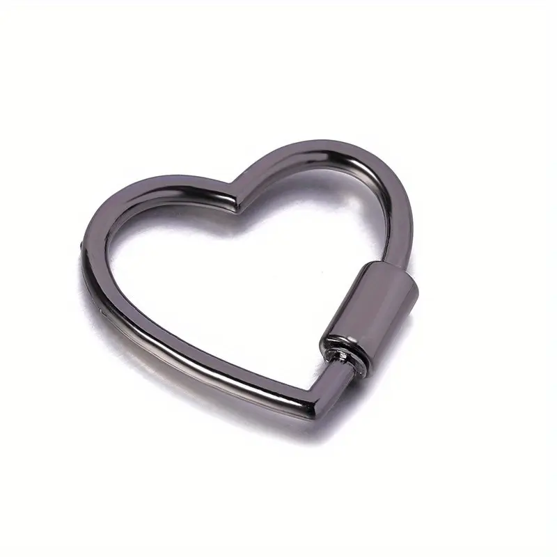 1pc Heart Shape Keychain Clips Mini Small Fashion Carabiner Alloy Durable Quick Release Spring Clip Heart Keyring for Home Camping Fishing Travel