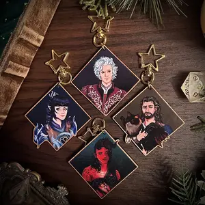 BG3 Baldur's Gate 3 Wooden Keychain Charms by Devrose Art- Shadowheart, Karlach, Astarion Ancunin, Gale Dekarios & Tara- D&D-Inspired Fan Art- 2.5” Cherry MDF with Clear Gloss Finish