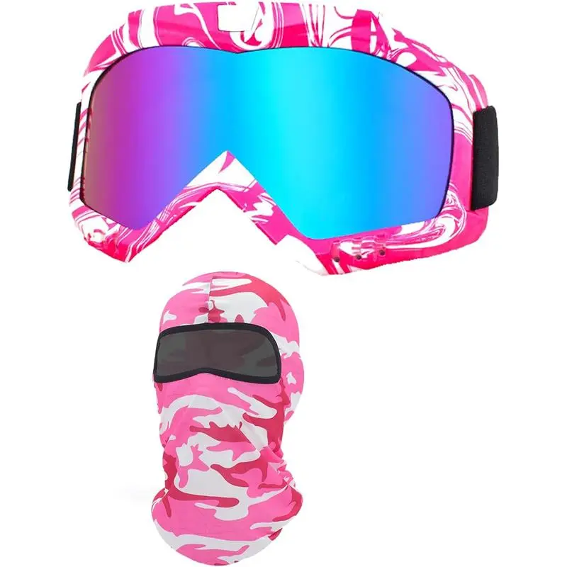 Goggles with Balaclava ATV Dirt Bike Motocross Riding Goggles Racing Skiing Goggles for Women Girls