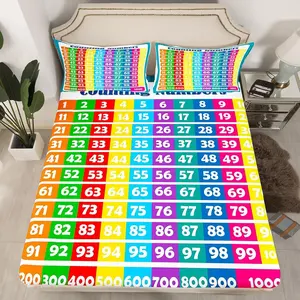 Numbers Alphabet Fitted Sheet,Educational Learning Bedding Set Numbers Bed Sheet Set Learning Time Bed Cover (1 and a Fitted Sheet)