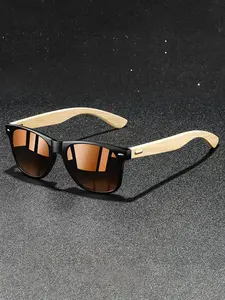 Bamboo and Wood Frame Retro Sunglasses Suitable for Fishing, Cycling, Skiing, Running, Driving, Rubber Nose Pads, Legs for Slip Resistance, Classic Sun Glasses