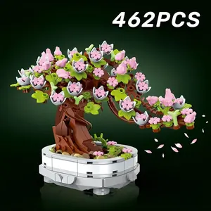 462PCS Bonsai Building Block Flower Creative Plant Cherry Blossom Tree Potted Bouquet DIY  Home Decoration Gifts Toys Cherry Blossom Tree Building Blocks