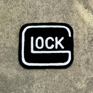 Custom Rug with Bold LOCK Design - Black and White Pattern for Unique Decor