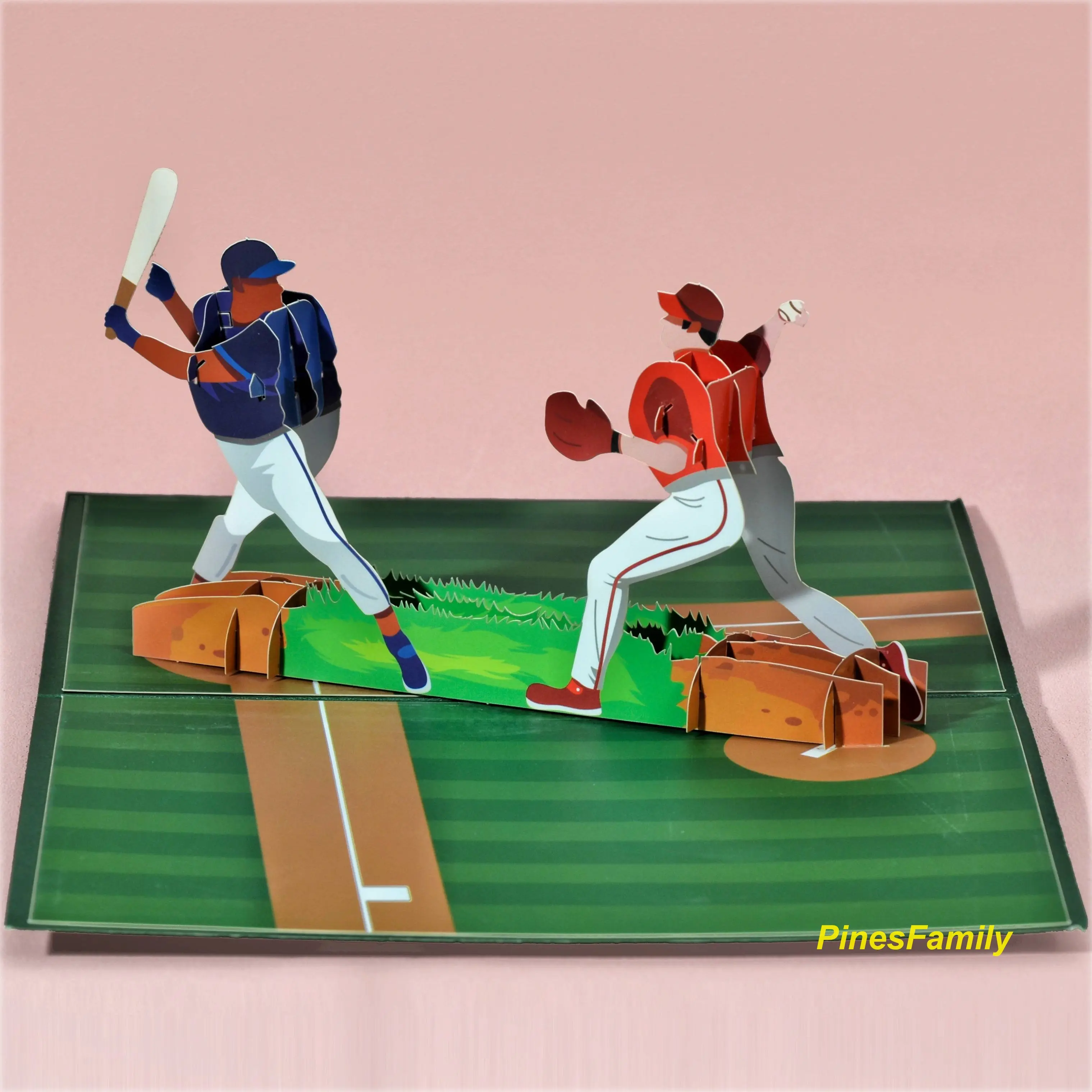 J07-Baseball Pop Up Card for Birthday, Father's Day, Thank You, Graduation, all occasions.