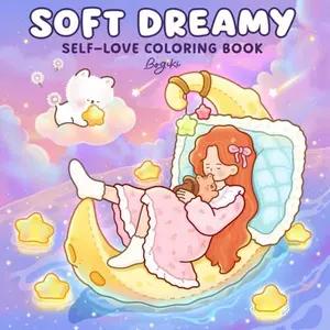 Soft Dreamy: Self-Love Coloring Book for Adults and Teens Featuring Gentle Girls and Fuzzy Animals in Calming Moments for Relaxation