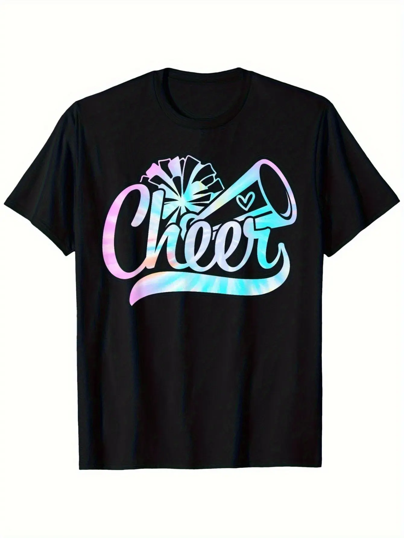 Tie Dye Cheer Cheerleading for Cheerleader Squad Girl BFF T-Shirt for Boy Girl, Soft Fabric, Breathable Short Sleeve Tees clothes  for  kids Graphic Tee Crew Neck Tee