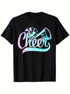 Tie Dye Cheer Cheerleading for Cheerleader Squad Girl BFF T-Shirt for Boy Girl, Soft Fabric, Breathable Short Sleeve Tees clothes  for  kids Graphic Tee Crew Neck Tee