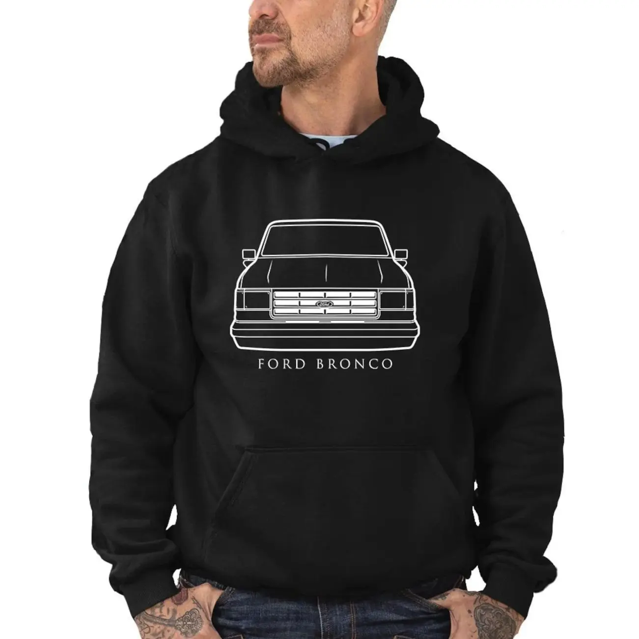 1987-91 Ford Bronco Front End Design Hoodie Sweatshirt T-Shirt, Classic Car Enthusiast and Fans Gift