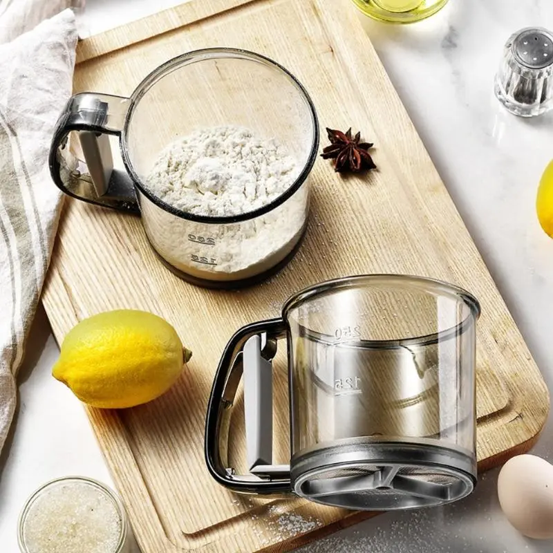 Semi-automatic Handheld Flour Sifter, Stainless Steel Fine Mesh Sifter, Essential Kitchen Tool for Baking, Household Kitchen Gadgets, Baking Tools