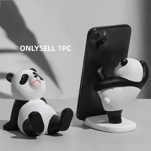 Cute Cartoon Panda Bracket Mobile Phone Holder Desktop Ornament Chinese Style Cute Decoration Pendant Hand Gift
