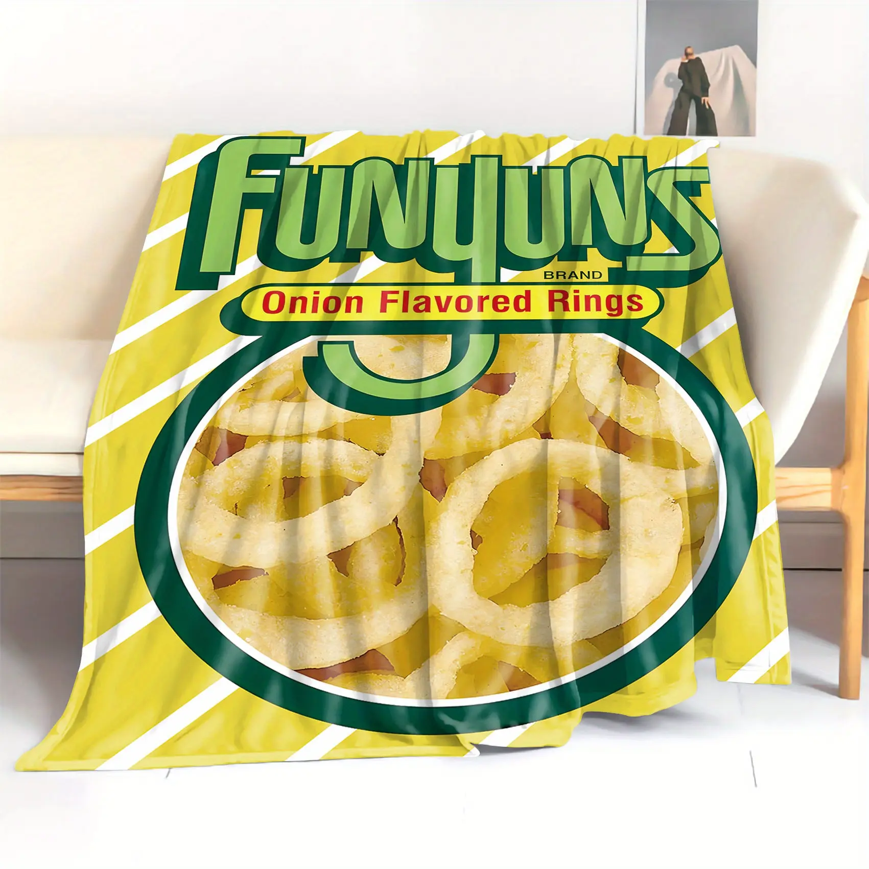 Funyun Onion Flavored Rings Printed Flannel Blanket - Soft Cozy Throw Blanket for Bed, Sofa - Festive Home Decor Available in Multiple Sizes