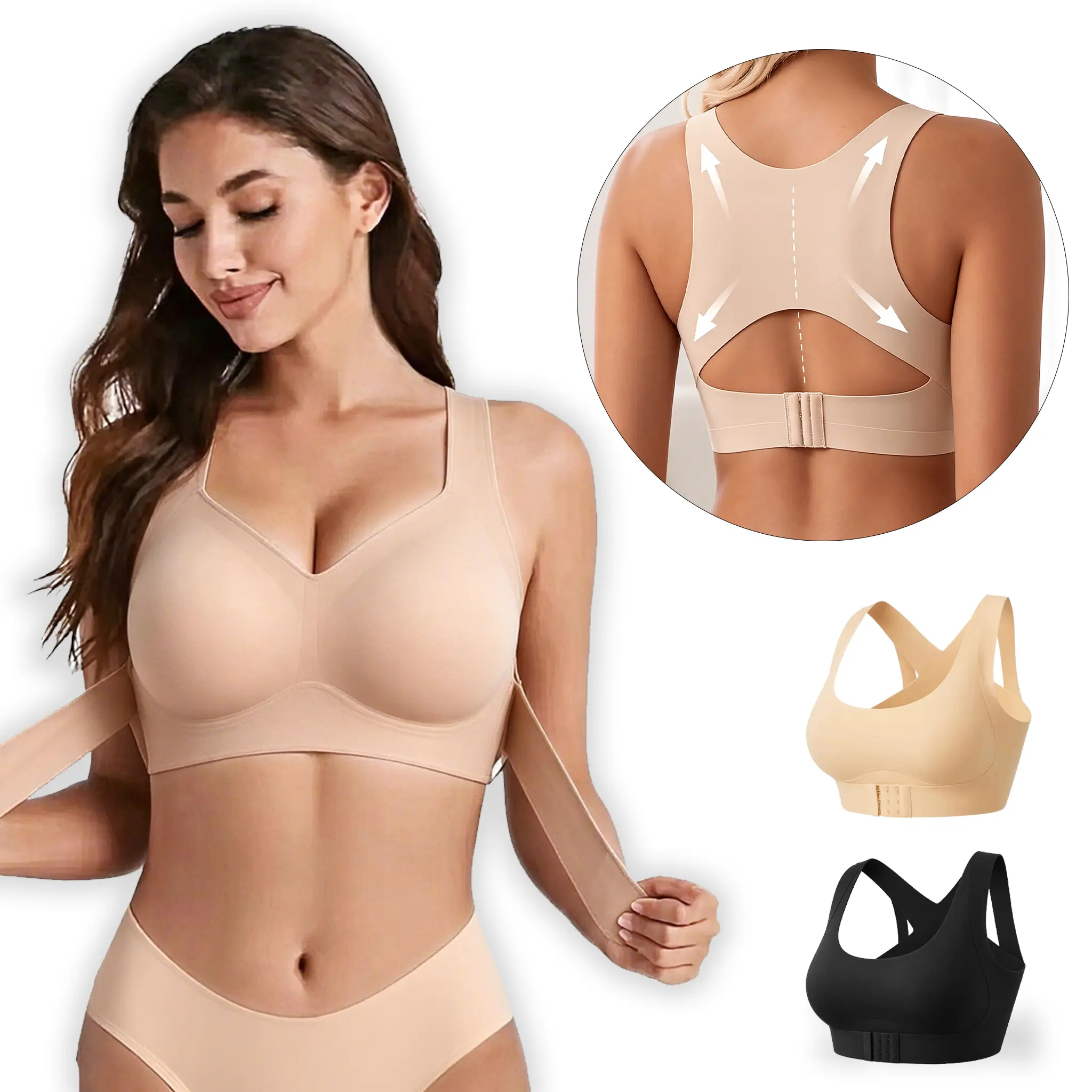 Women's Posture corrector bra - invisible liquid foundation, seamless underwear, gathered anti sagging, corrected posture, breathable, sports vest style underwear