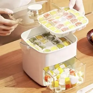 Made Large-Capacity Double-Layer Ice Tray – 48 Compartments, Food-Grade Plastic with Built-In Storage Tongs Utensils budget  organizer