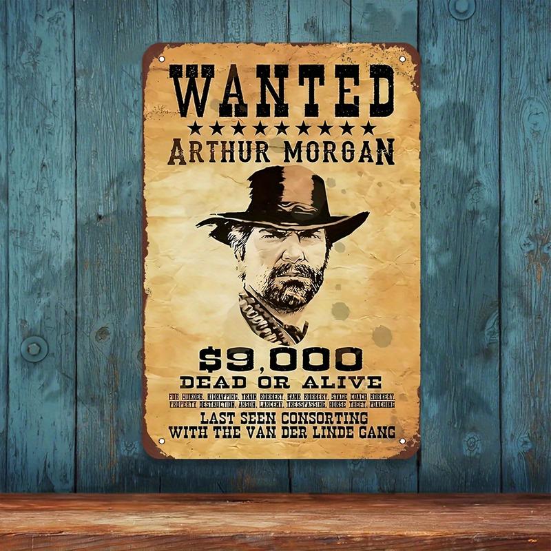 Arthur Morgan 'Wanted' Vintage Metal Poster Sign, 8x12 inches, Iron Wall Art, Fade & UV Resistant, Laminated, Pre-Drilled for Easy Hanging, Ideal for Home Bar, Game Room Decor & Gifts Decoration Print 2025 fashion