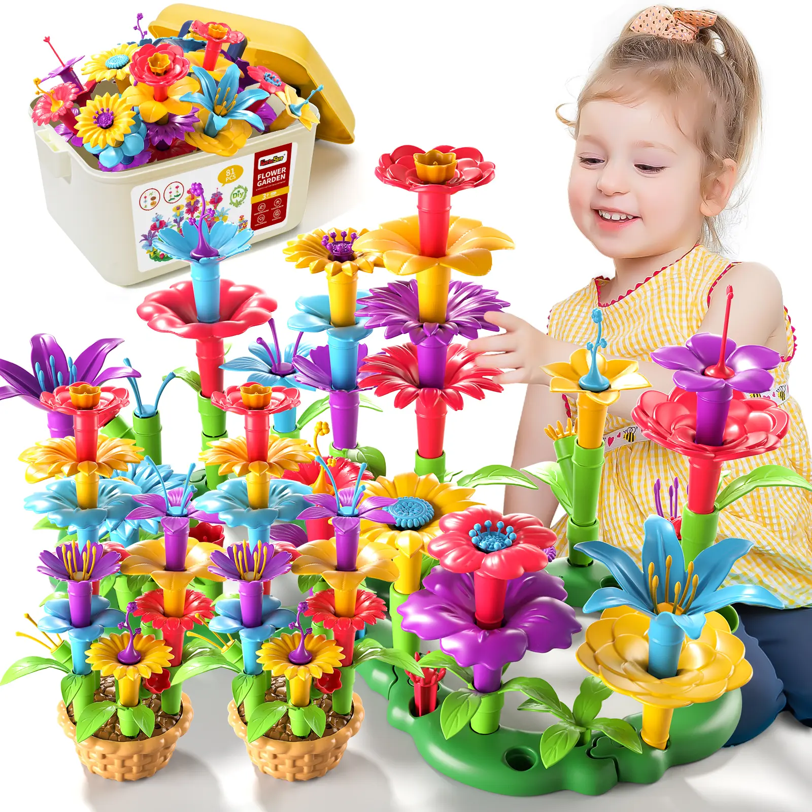 Children’s Creative Fantasy & Sci-Fi Garden Building Block Set - BPA-Free, Latex-Free STEM Toys for 3-4 Years, Easy-to-Assemble, Durable Non-Sharp Blocks for Children Development, Ideal Holiday/Birthday Gift