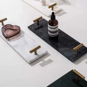 Nordic Style Modern Simplicity Medium 30X12Cm Natural Marble Tray Dessert Plate Dish Jewelry Storage Tray for Christmas Gifts
