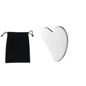 Mini Heart-Shaped Scraping Board Set, Body Care Tool, Stainless Steel Design, Arc Shape, Multi-Massage Techniques, Includes Storage Bag