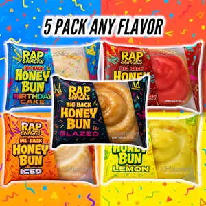 Jumbo 5 Pack Any Flavor Big Back Honey Buns Rap Snacks Iced, Glazed, Strawberry, Lemon, and BirthdayCake