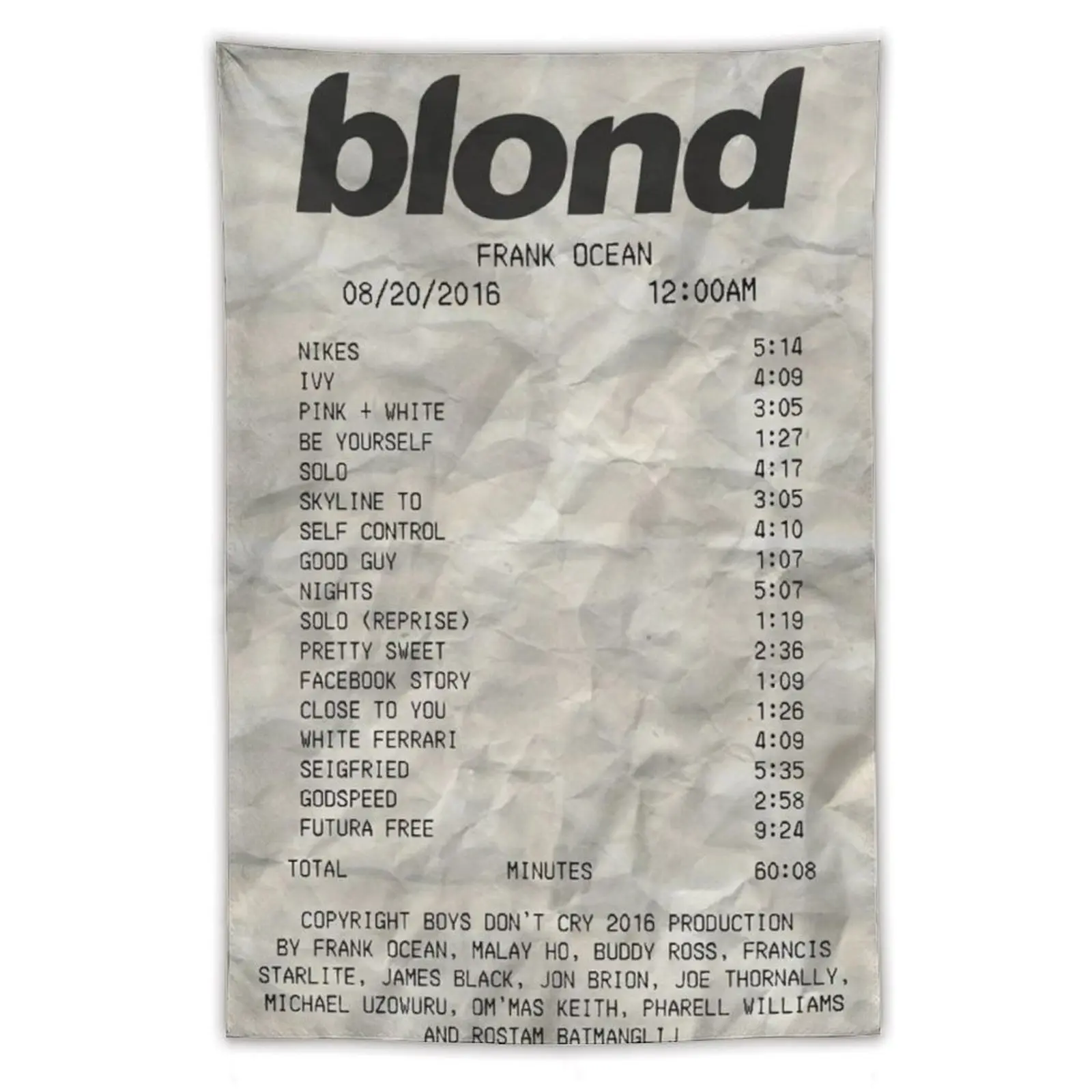 Frank Ocean Blond Music Album Art Tapestry - Funny Decorative Flag Wall Hanging for Bedroom, Dorm Room Decor, Home Decor - Indoor Home Supplies for College Dorms, Man Caves, White