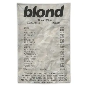 Frank Tapestry Ocean Blond Flag Art Music Album Poster Tapestry Funny Flag Wall Hanging Poster for Bedroom Living Room College Dorm Man Cave Decor, white,40x60in Decoration