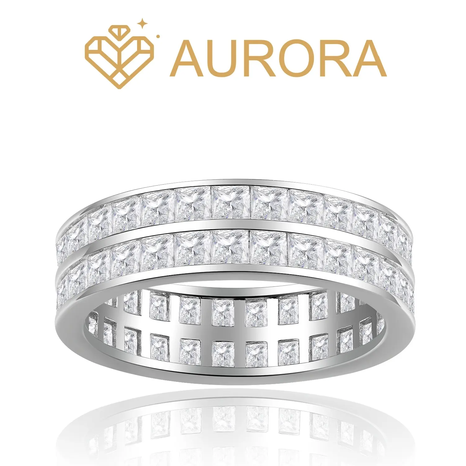 【#137 Regal Duo】Moissanite Stackable band ring enhancer Ring Band with 925 Sterling Silver high quality Gift daily matching Synthetic Moissanite