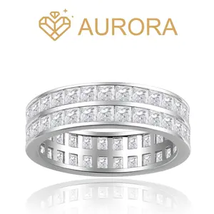 【#137 Regal Duo】Moissanite Stackable band ring enhancer Ring Band with 925 Sterling Silver high quality Gift daily matching Synthetic Moissanite